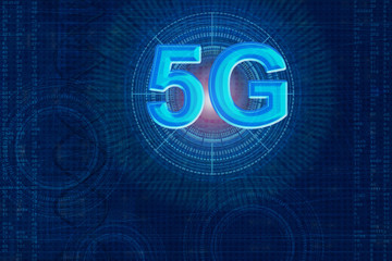 icon of modern mobile communications on a virtual display, blue background