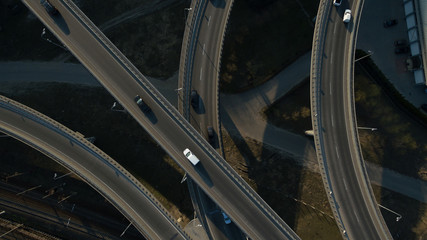 Photo cars in the city from a height.