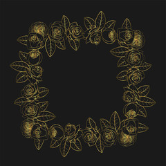 Hand drawn doodle style rose flowers wreath. floral design element.