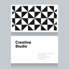 Business card template with black and white pattern background, version 3. Vector graphic design elements editable for company and entrepreneur.