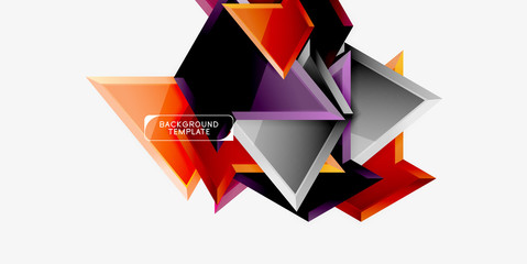 Bright colorful triangular poly 3d composition,abstract geometric background, minimal design, polygonal futuristic poster