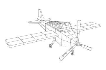 Plane Abstract polygonal wireframe airplane. Travel aircraft, tourism and vacation concept. Wireframe low poly mesh vector illustration