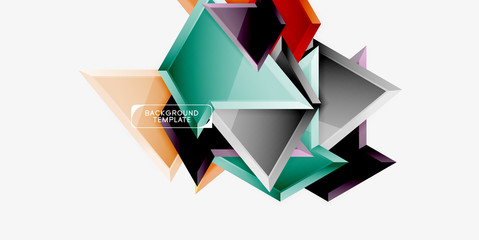 Bright colorful triangular poly 3d composition,abstract geometric background, minimal design, polygonal futuristic poster