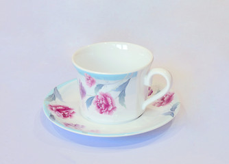 cup of tea and coffee  on white background