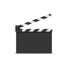 Clapper board icon in flat style. Movie, cinema, film symbol concept. Director clapboard. Filmmaking device.
