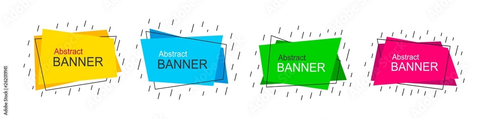 Poster Vector abstract banners. Flat style geometric shapes. Template ready for use in web or print design.