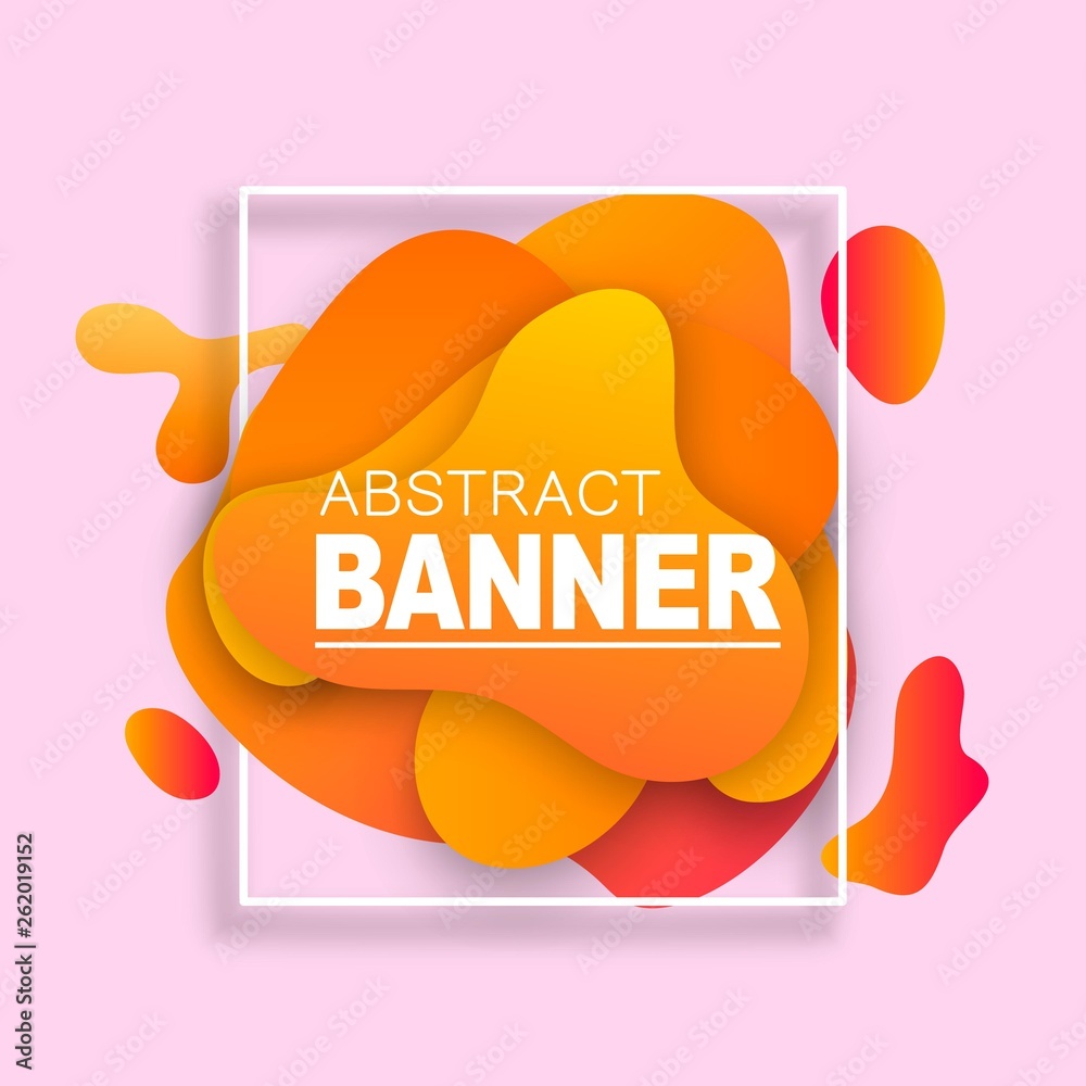 Poster Set of liquid gradient color abstract geometric shapes. Modern banner with fluid design. Template ready for use in web or print design.