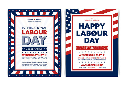 Set of Happy Labour Day poster templates. Vector illustration.