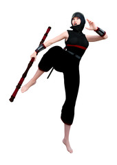 3D Rendering Female Ninja on White © photosvac