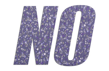 NO word with floral fabric texture on white background