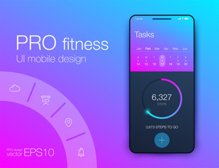 Fototapeta premium Fitness app. Ui ux design. UI design concept with web elements