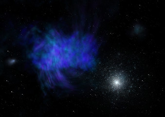 Being shone nebula. 3D rendering