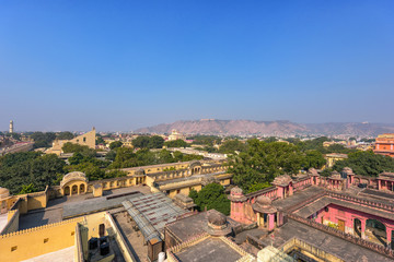 Fototapeta premium Top view of old Jaipur city at India.