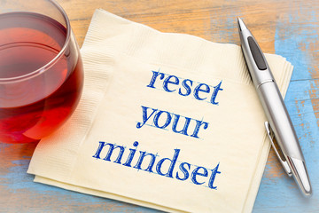 reset your mindset advice on a napkin