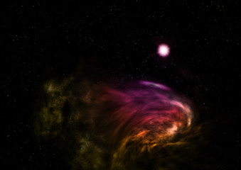 Star field in space and a nebulae. 3D rendering