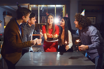 Young friends celebrating birthday