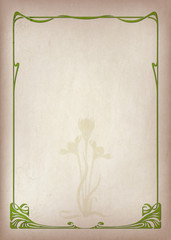 Rectangular retro frameworks and abstract flower on a piece of parchment. Art Nouveau style. A3 page proportions.