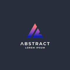 Abstract Vector Sign, Emblem or Logo Template. Colorful Gradient Pyramid on a Dark Background. A and L letters Monogram