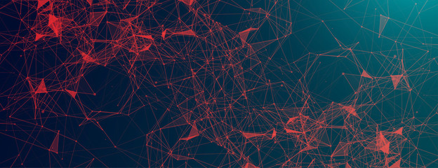 Abstract polygonal vector science background with connecting dots and lines.