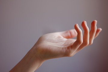 hand close-up blurred background