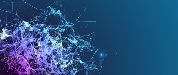 Abstract polygonal vector background with connecting dots and lines. Digital data visualization.