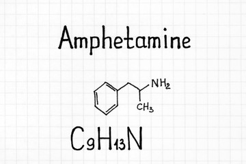 Chemical formula of Amphetamine.