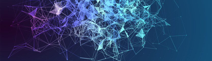 Naklejka na ściany i meble Abstract polygonal vector background with connecting dots and lines. Digital data visualization.