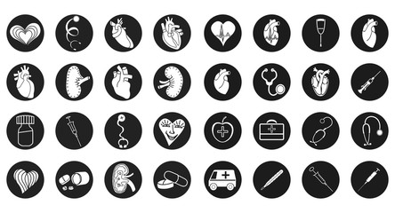 Set of medical icons.