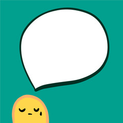 Sad yolk hand drawn illustration in cartoon style minimalism with speech bubble