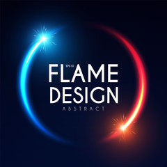 Fototapeta na wymiar Burning Fire Circle Banner. Flame Power. Light Effect.