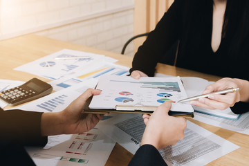 Business negotiation concept , marketing manager talking to business partners for investments collaboration.