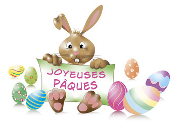 Osterhase mit Schild 