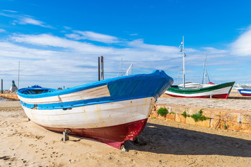 Fishing boats at the beach in Salou