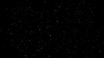 Foto auf Acrylglas Nachtsternenhimmel mit funkelnden und blinkenden Sternen. Abstrakte dunkle 3D-Darstellung mit leuchtenden Sternen oder Partikeln. Weltraumwissenschaftlicher Hintergrund des schwarzen Himmels in sternenklarer Nacht in UHD 4K © Eduard Muzhevskyi