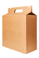 Kraft corrugated cardboard box isolated on white background