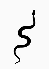 Black silhouette snake. Isolated symbol or icon snake on white background. Abstract sign snake. Vector illustration