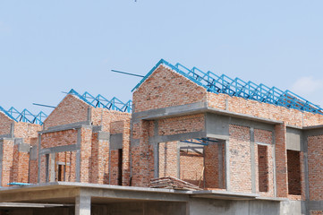 Double story luxury terrace house under construction in Malaysia.  Designed by architect with modern and contemporary style. Conventional construction method was used. 