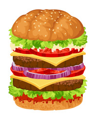 Big burger on a white background