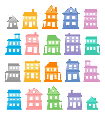 Colorful houses on a white background