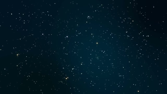 Night starry skies with twinkling and blinking stars seamless loop. Abstract dark 3D animation with glowing stars or particles. Space science background of blue sky in starry night in UHD 4K