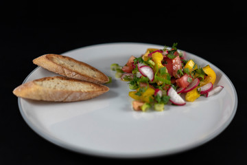 fried bread  with vegetables