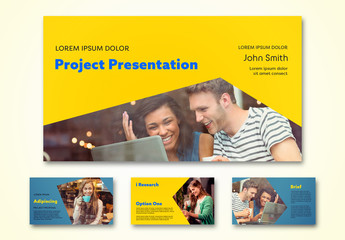 Bright Corporate Presentation with Yellow and Blue Accents