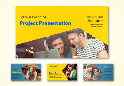 Bright Corporate Presentation with Yellow and Blue Accents