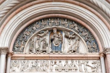 Parma Baptistery bas-relief detail. Color image