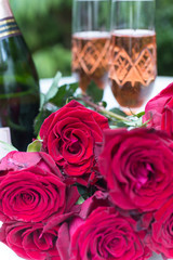 red roses and champagne