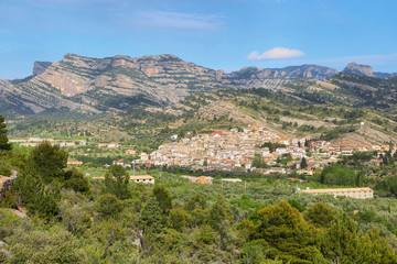 Fototapeta na wymiar Beceite village skyline in Teruel Spain