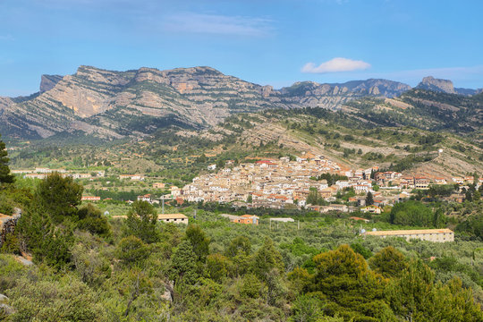 Beceite village skyline in Teruel Spain