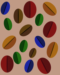 Set of multicolored coffee beans