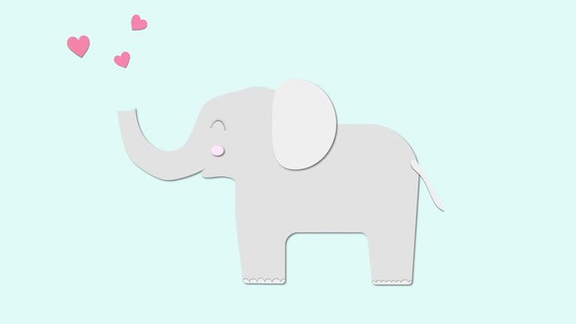 paper cut funny elefant animation with hearts spreading from trunk valantine 's funny  stop motion animation