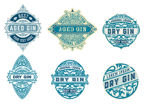Gin badgets set. Vector layered